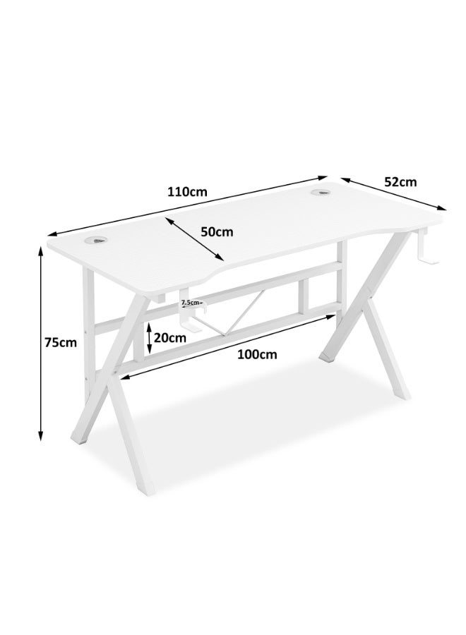 Canadel Ergonomic Office Desk with Carbon Fiber Surface, Gaming Table with Cup Holder, Headphone Hook, Cable Hole, K-Shape Support, Home Office Study Table - Image 2