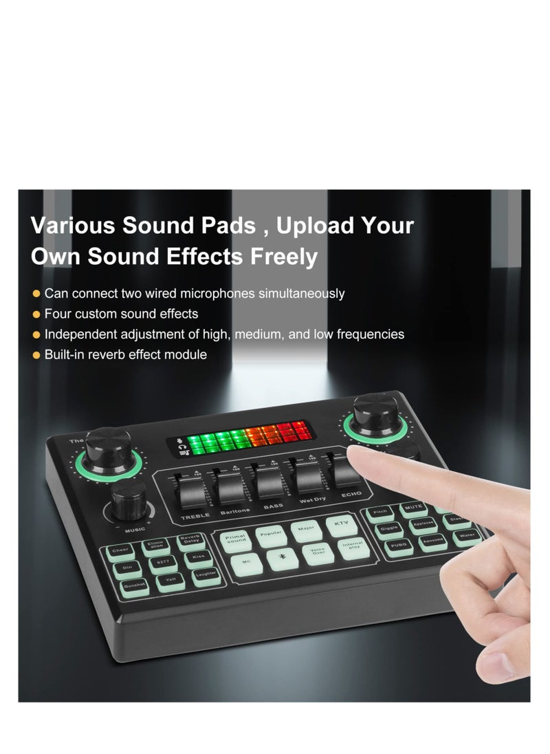 Excefore - Live Sound Card Audio Mixer, Bluetooth Audio Mixer, Podcast Audio Interface with DJ Mixer Effects, Podcast Production Studio Equipment, Prefect for Streaming/Podcasting/Gaming - Image 1