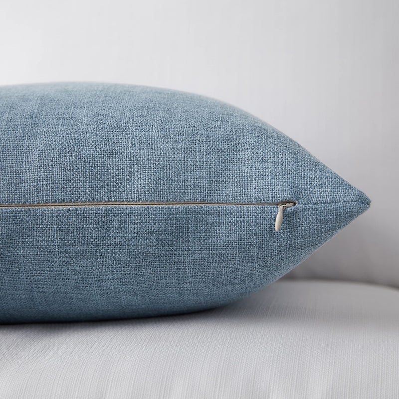 Meekio Set of 2 Deep Grey Blue Pillow Covers 20 x 20 Inch Farmhouse Boho Decorative Throw Pillow Covers Linen Cushion Covers for Sofa Couch D?cor - Image 5