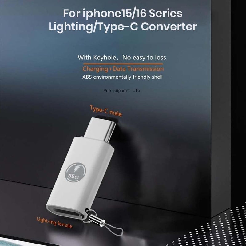 TECPHILE Type-C to Lighting OTG Adapter Converter, 35W PD Fast Charging, 480Mbps Data Transfer, LED Indicator, Compatible with iPhone 14/13/12/11/X/8 Series and Other Type-C Devices (Pack of 1) - Image 2