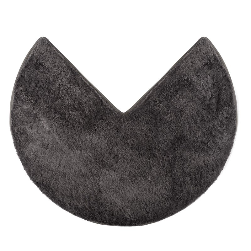 fluffy Bath Mat for Corner Showers made of Microfibre with NonSlip Bottom Round  Inner Dimensions 45 x 45 cm Anthracite