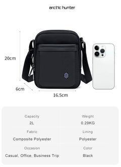 ARCTIC HUNTER Lightweight Crossbody Sling Bag, Small Work Office Messenger Bag for Men, Black  - Image 3