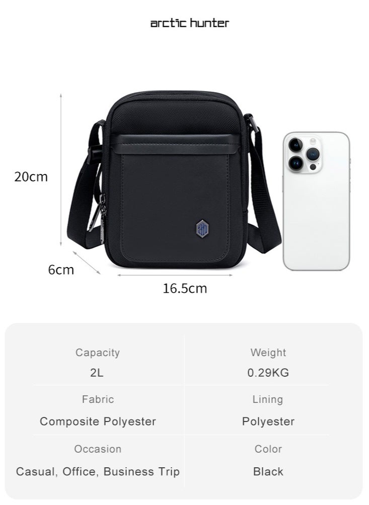 ARCTIC HUNTER - Lightweight Crossbody Sling Bag, Small Work Office Messenger Bag for Men, Black - Image 1