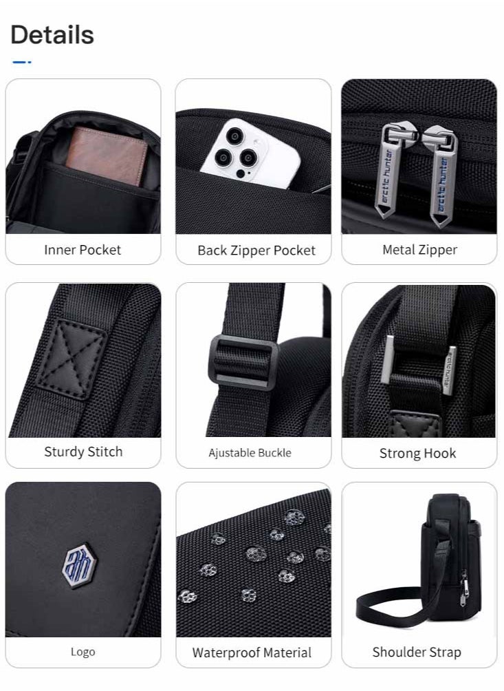 ARCTIC HUNTER - Lightweight Crossbody Sling Bag, Small Work Office Messenger Bag for Men, Black - Image 1