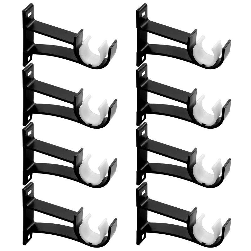 8 Pack Curtain Rod Brackets Heavy Duty Curtain Rod Holders Hooks Black Curtain Brackets for 1 to 12 Inch Drapes Rods Drapery Rod Hangers Supports