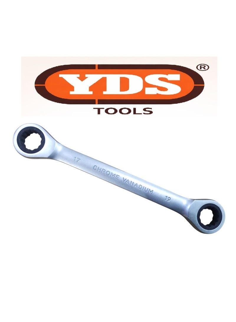 YDS Tools 17×19 mm Double Ring Ratcheting Wrench, Chrome Vanadium – Model 10006116 – Weight 275 g - Image 4