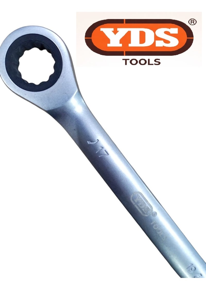 YDS Tools 17×19 mm Double Ring Ratcheting Wrench, Chrome Vanadium – Model 10006116 – Weight 275 g - Image 3