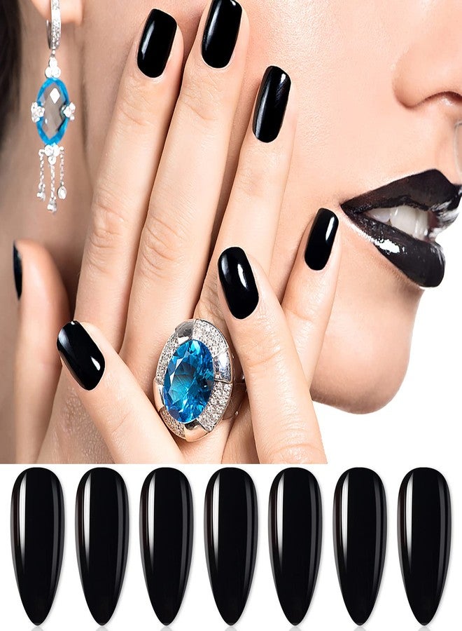 SILPECWEE 16 Sheets Black Nail Wraps Solid Color Nail Polish Strips for Women Gel Nail Strips Self Adhesive Nail Polish Stickers Fingernail Manicure Stickers Nail Art with 1pc Nail File - Image 2