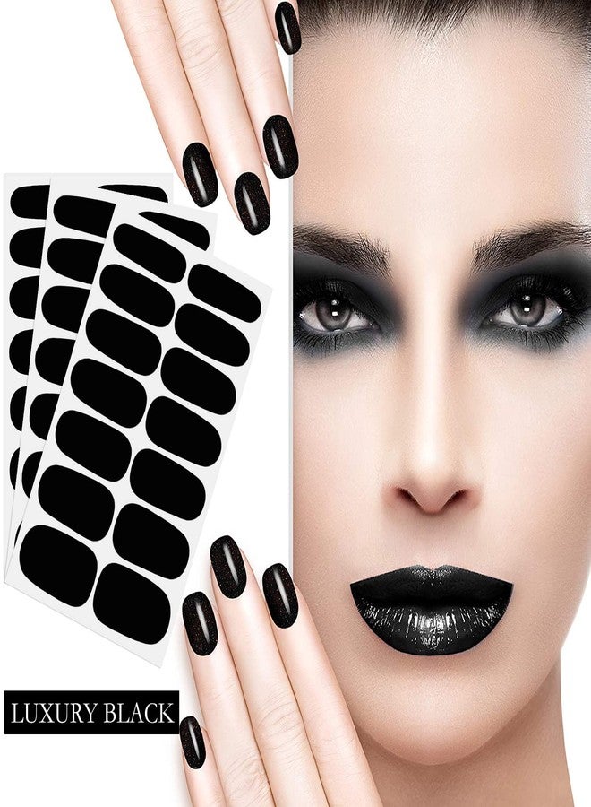 SILPECWEE 16 Sheets Black Nail Wraps Solid Color Nail Polish Strips for Women Gel Nail Strips Self Adhesive Nail Polish Stickers Fingernail Manicure Stickers Nail Art with 1pc Nail File - Image 3