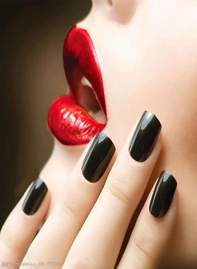 SILPECWEE 16 Sheets Black Nail Wraps Solid Color Nail Polish Strips for Women Gel Nail Strips Self Adhesive Nail Polish Stickers Fingernail Manicure Stickers Nail Art with 1pc Nail File - Image 5