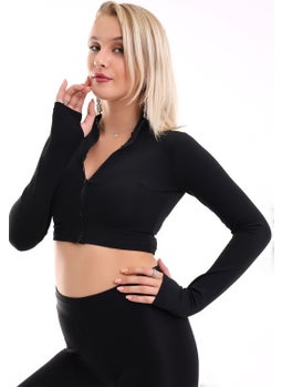 Win Moda Short Zippered Jacket Long Sleeve Finger-Clock / Short Jacket With Finger Clock  - Image 3