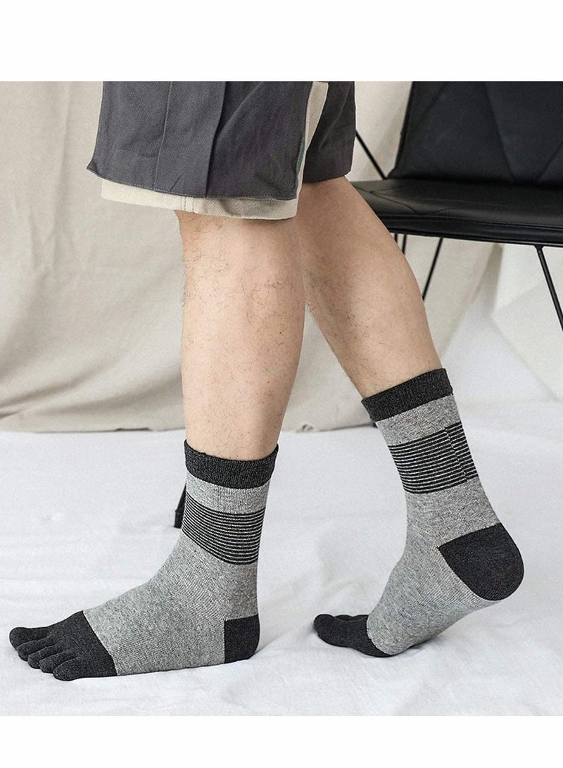 5 Pairs of Comfortable Cotton Toe Socks - Breathable Striped Sports Socks for Outdoor Activities and Everyday Wear - Image 4