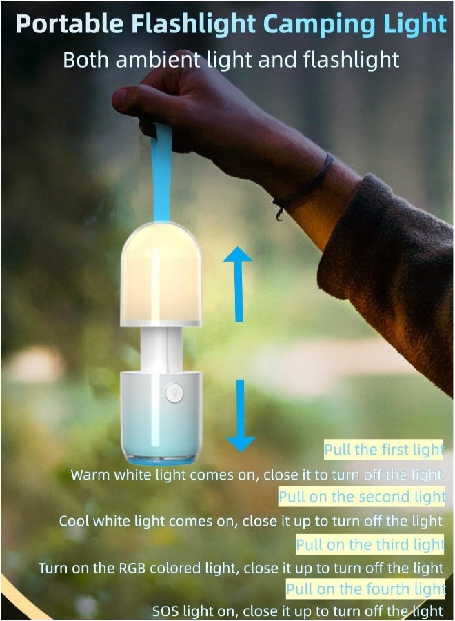 Camping Flashlight, Mini Camping Lantern, Rechargeable LED Flashlight, Multifunctional Flashlight with Night Light/SOS Light/Camping Light/RGB Light, for Hiking/Camping/Emergency/Home - Image 2