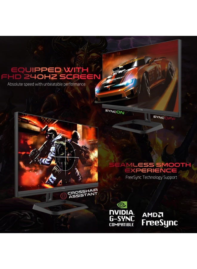 GAMEON Midnight Pro 24 inch Gaming Monitor, FHD 1920x1080, 240Hz Refresh Rate, 0.5ms MPRT, Fast IPS, HDR10, FreeSync, HDMI 2.1, VESA Mount, RGB, Supports PS5 PC – Black Black - Image 3