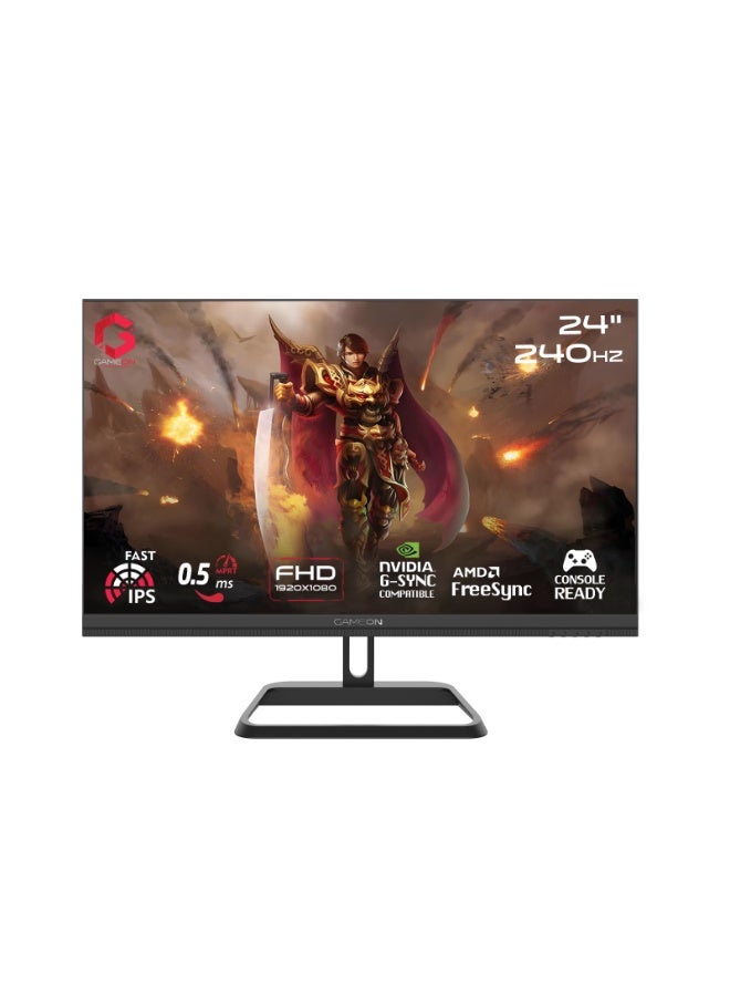 GAMEON Midnight Pro 24 inch Gaming Monitor, FHD 1920x1080, 240Hz Refresh Rate, 0.5ms MPRT, Fast IPS, HDR10, FreeSync, HDMI 2.1, VESA Mount, RGB, Supports PS5 PC – Black Black - Image 1