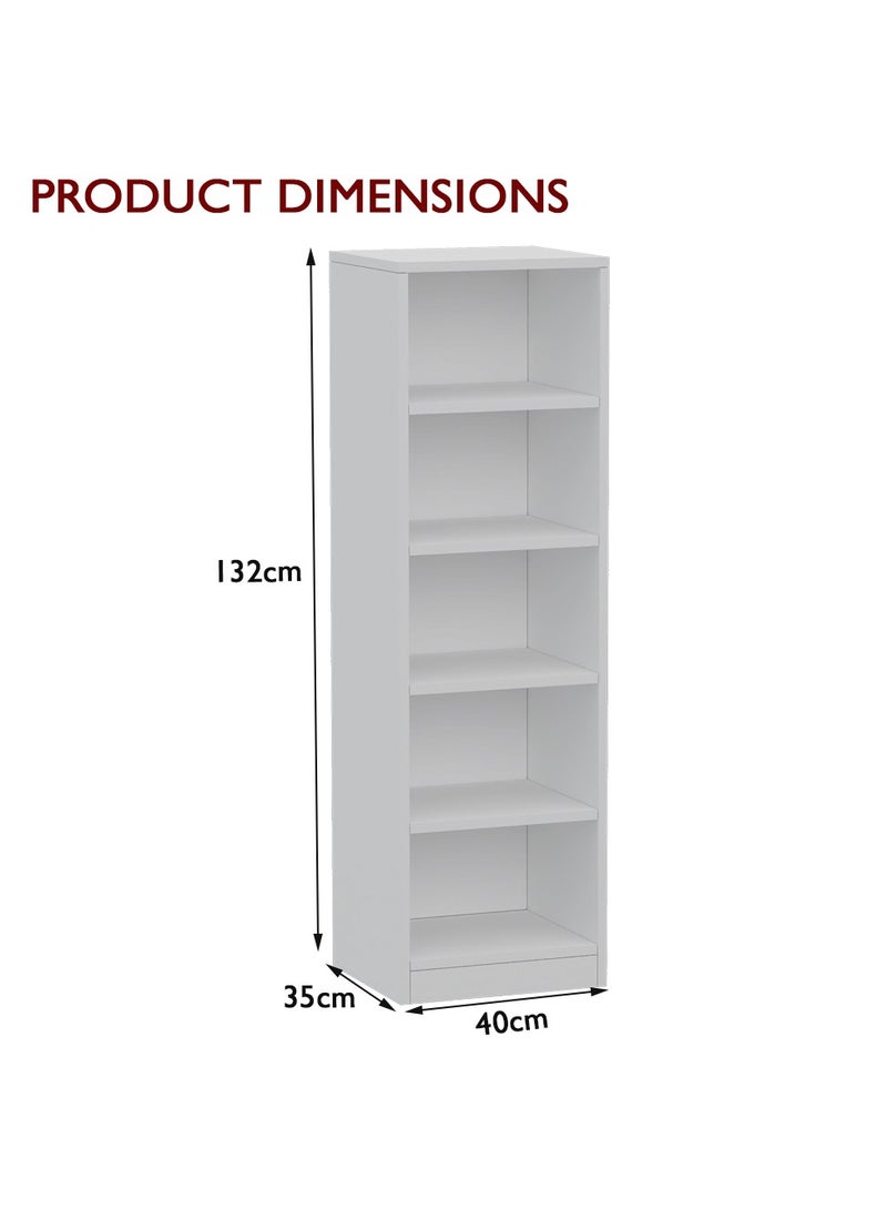 Mahmayi Mahmayi Wooden Storage Display Shelves 5-Tier Freestanding, Top Shelf for Decoration Ideal for Storing and Displaying your possessions - White - Image 2