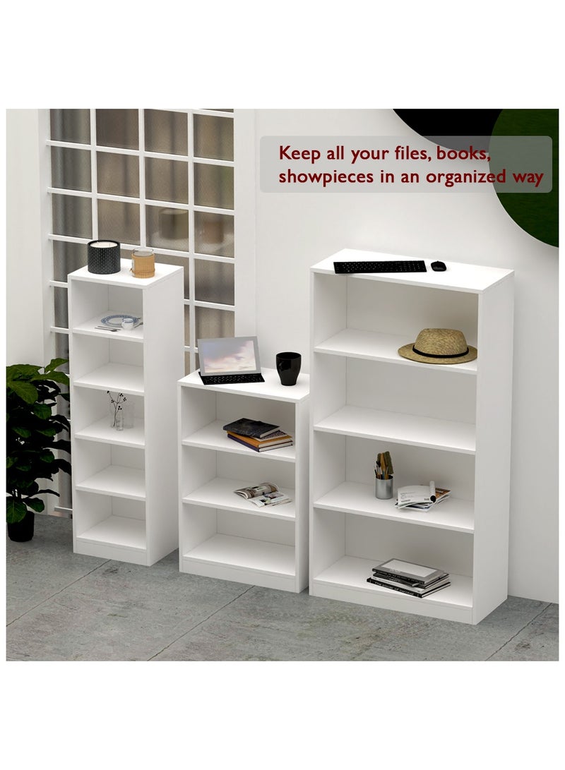 Mahmayi Mahmayi Wooden Storage Display Shelves 5-Tier Freestanding, Top Shelf for Decoration Ideal for Storing and Displaying your possessions - White - Image 3