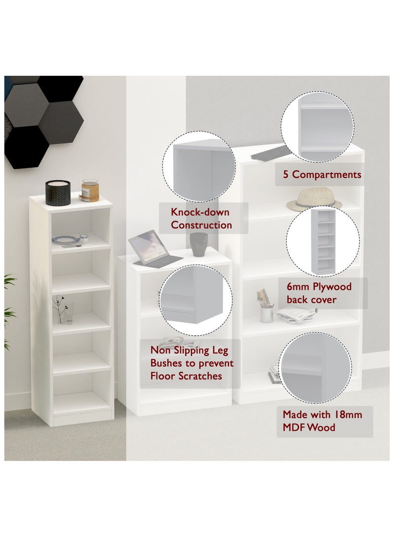 Mahmayi Mahmayi Wooden Storage Display Shelves 5-Tier Freestanding, Top Shelf for Decoration Ideal for Storing and Displaying your possessions - White - Image 4