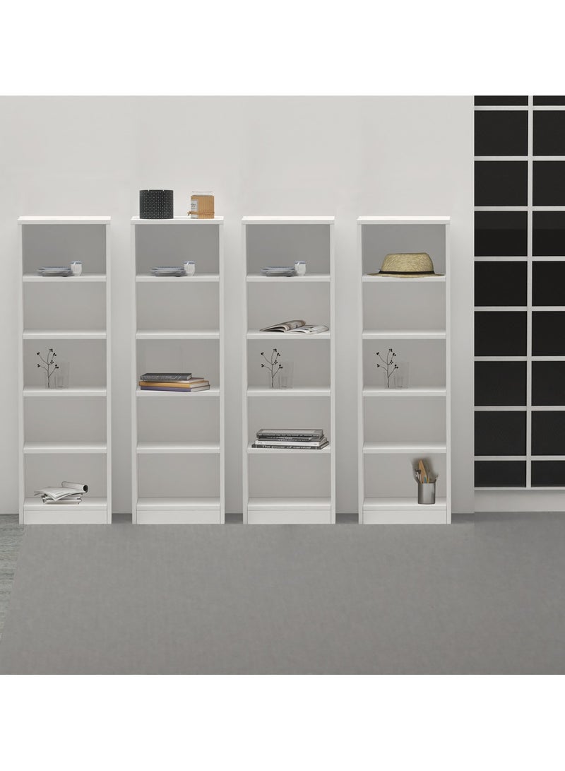 Mahmayi Mahmayi Wooden Storage Display Shelves 5-Tier Freestanding, Top Shelf for Decoration Ideal for Storing and Displaying your possessions - White - Image 5