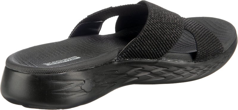 Skechers Women's On-the-GO 600 - Glistening Metallic Mesh Slide Sandals, Black / Black, 11 - Image 5