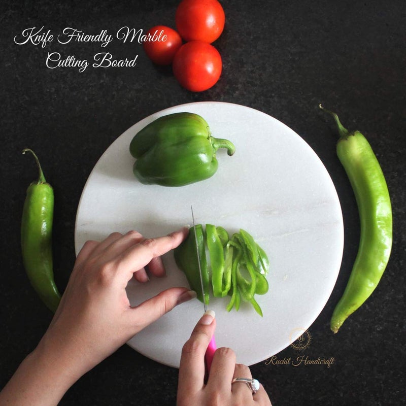 NRSON Chakla Pure White Marble Roti Roller Rolling Board Roti Maker Roti Maker Phulka Maker Rolling Pin Board or Round Board Chapati Maker chakla for Home Kitchen - Image 2