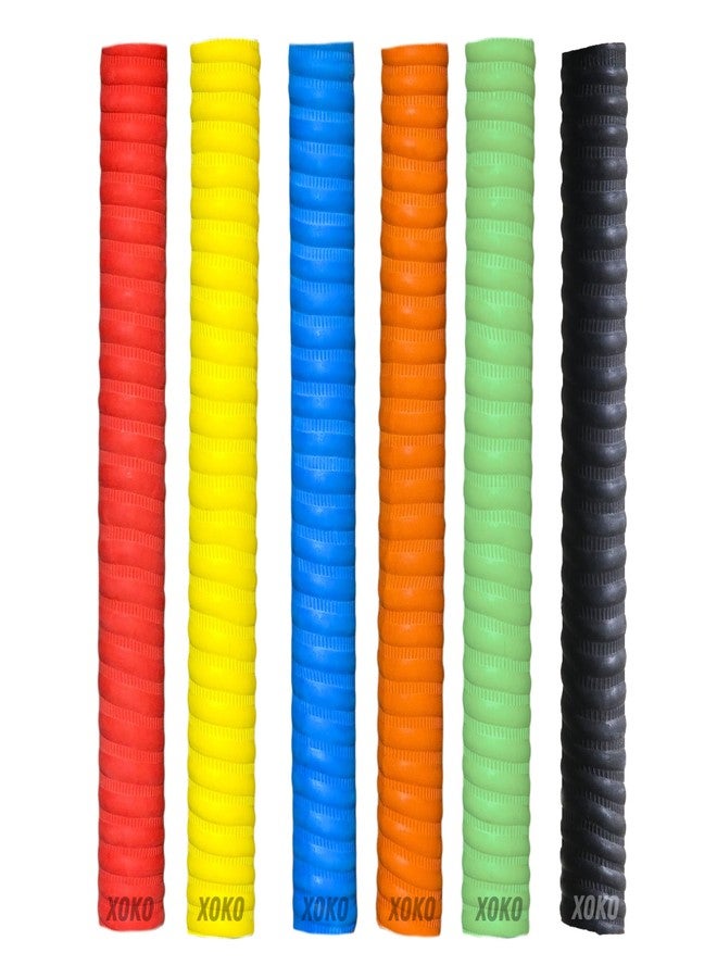 XOKO Cricket Bat Grips, Pack of 6, Rubber Cushioning for Shock Absorption, Colours May Vary - Image 1