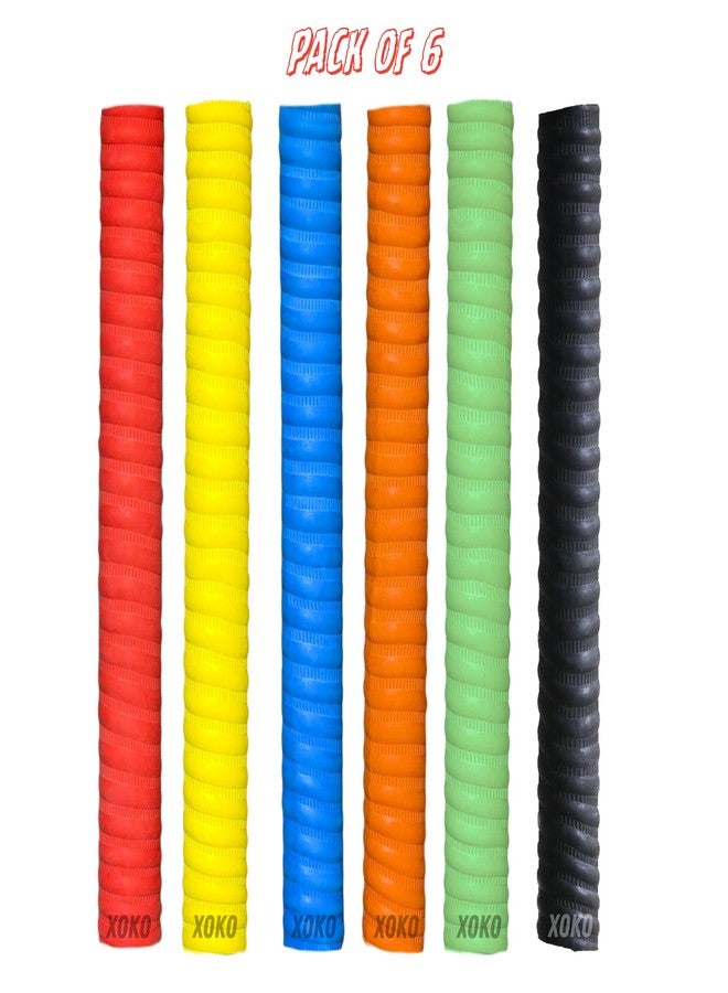 XOKO Cricket Bat Grips, Pack of 6, Rubber Cushioning for Shock Absorption, Colours May Vary - Image 2