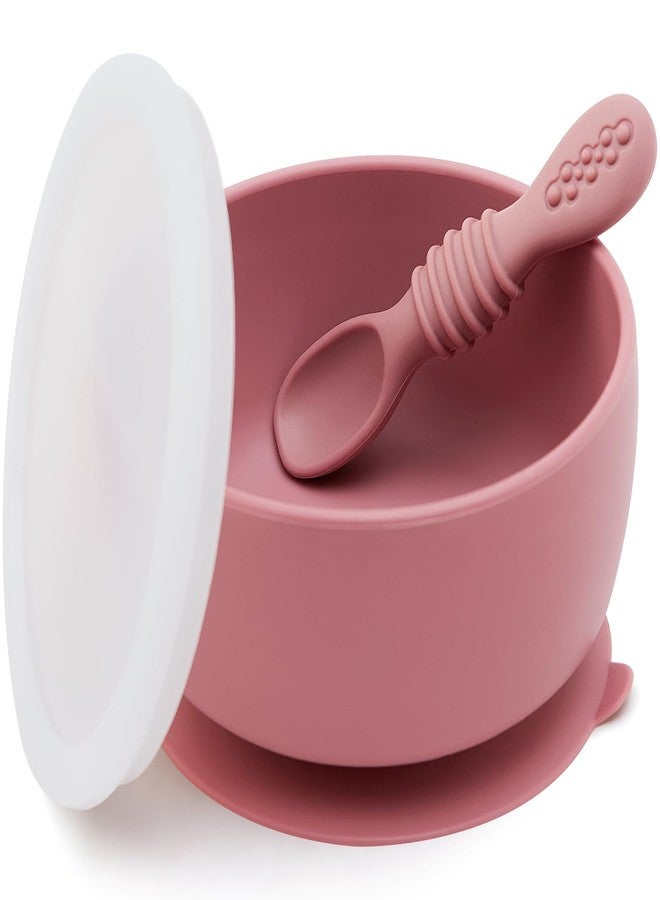 SAMiGO Silicone Baby Bowl and Spoon Set with Suction and Lid, First Stage Self Feeding Essentials, Food Bowl for 6+ Months - Image 1