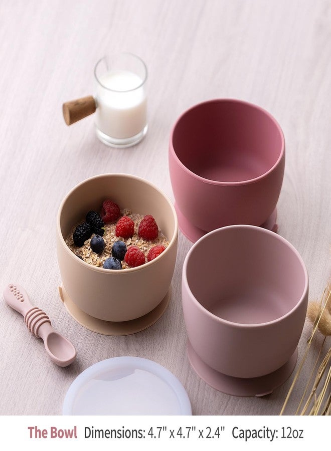 SAMiGO Silicone Baby Bowl and Spoon Set with Suction and Lid, First Stage Self Feeding Essentials, Food Bowl for 6+ Months - Image 2