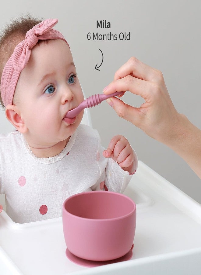 SAMiGO Silicone Baby Bowl and Spoon Set with Suction and Lid, First Stage Self Feeding Essentials, Food Bowl for 6+ Months - Image 4