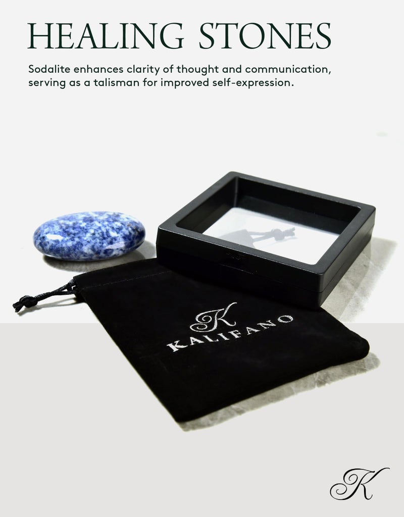 KALIFANO Sodalite Palm Stone - High Energy Iron Sodlita with Healing Properties (Information Card) Reiki Crystal Used for Increased Self Esteem - Image 2