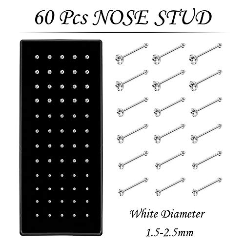 OMAIGAR 3 Sets 160 Pcs Nose Rings and Studs, Surgical Stainless Steel Piercing Jewelry, Colorful Hoops for Women, 1.5/2/2.5mm Studs Men, Idea Gift or Daily Wear - Image 2