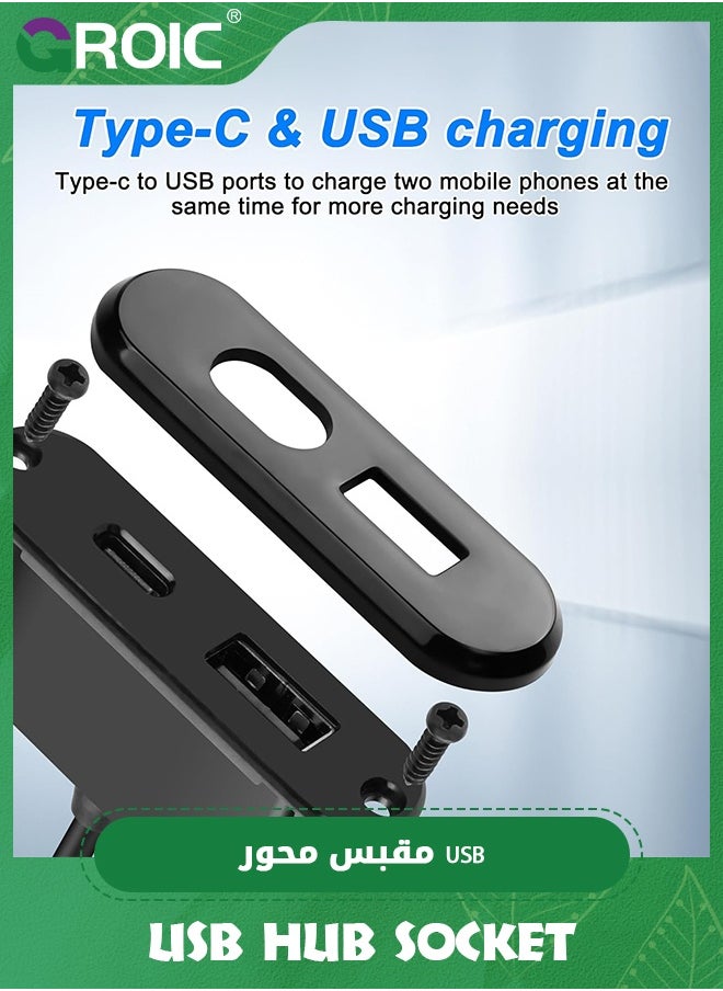 GROIC USB Hub Socket, USB C Desk Power Grommet Outlet 5V/2A USB/Type-C Embedded Charging Port, Desktop Charger Scoket Station for Sofa Table Bedside Table Workbench Office Home 1.2 m  - Image 3