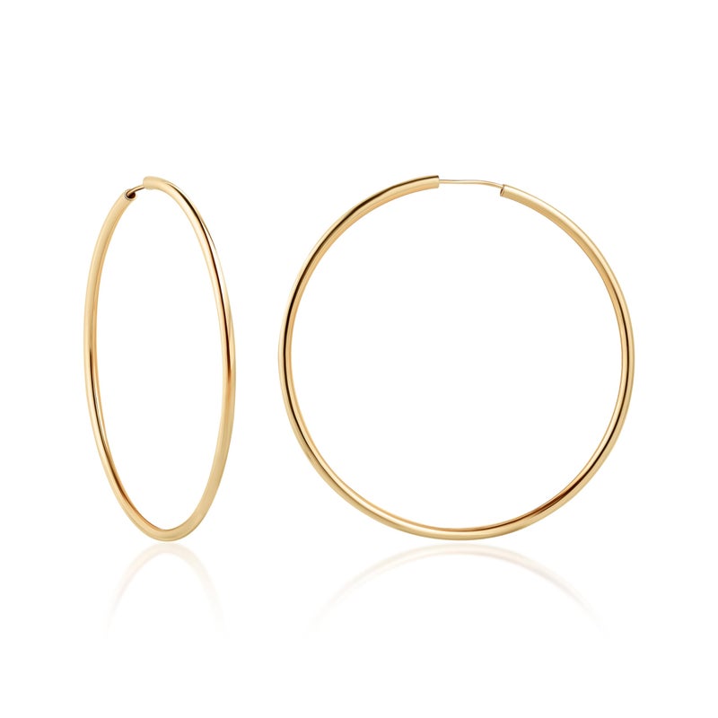 Barzel 18K Gold Plated Endless Hoop Earrings, 3mm Thick, Varying Sizes 40-70mm, High Polish Finish, Tarnish Free (60MM) - Image 1