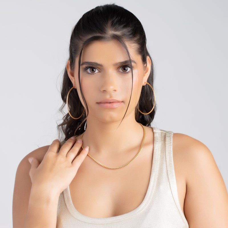 Barzel 18K Gold Plated Endless Hoop Earrings, 3mm Thick, Varying Sizes 40-70mm, High Polish Finish, Tarnish Free (60MM) - Image 3