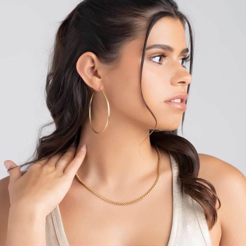 Barzel 18K Gold Plated Endless Hoop Earrings, 3mm Thick, Varying Sizes 40-70mm, High Polish Finish, Tarnish Free (60MM) - Image 4