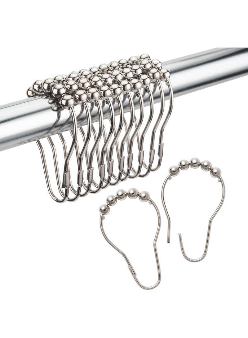 Shower Curtain Rings, Set of 12, Rust-Resistant Metal Shower Hooks Ring Shower Rings for Curtain Rolling Shower Curtain Hooks for Bathroom Shower Rod Shower Curtain Hangers - Image 1