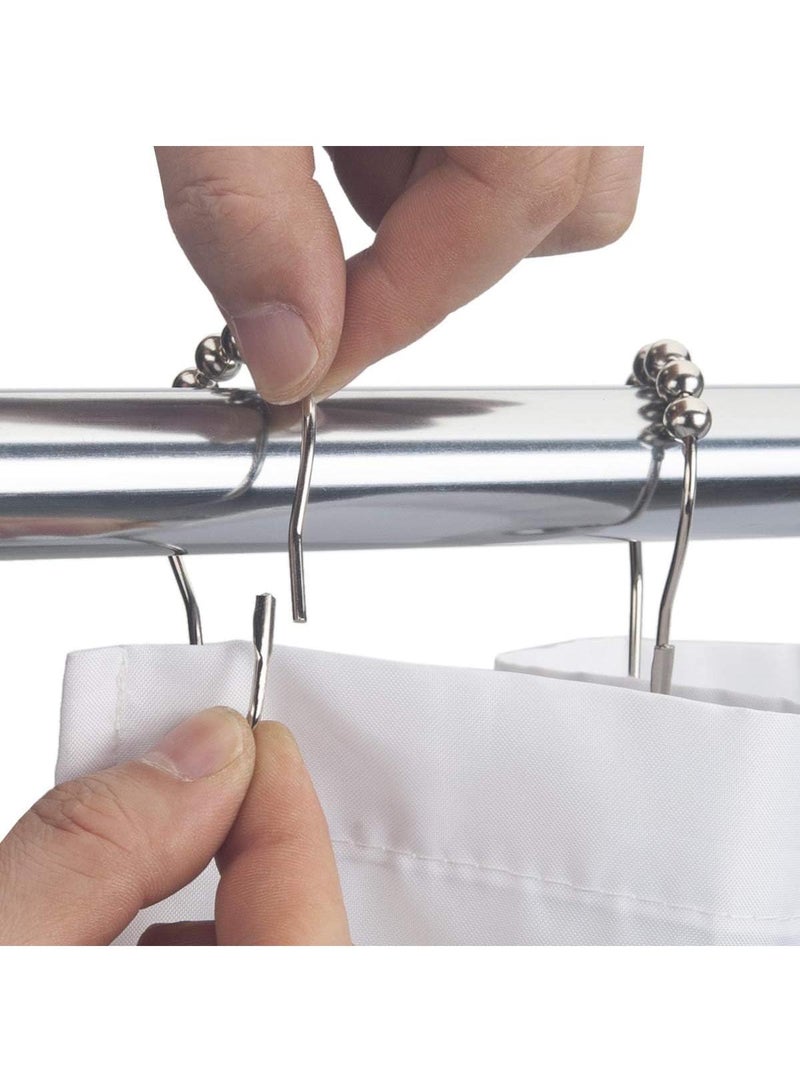 Shower Curtain Rings, Set of 12, Rust-Resistant Metal Shower Hooks Ring Shower Rings for Curtain Rolling Shower Curtain Hooks for Bathroom Shower Rod Shower Curtain Hangers - Image 4