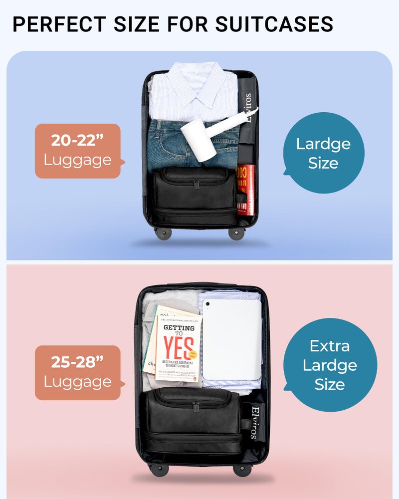 Elviros Toiletry Bag for Mens PU Leather Travel Organizer Kit with Hanging hook, Large Water-resistant Toiletries Bathroom Shaving Bags (Black) - Image 4