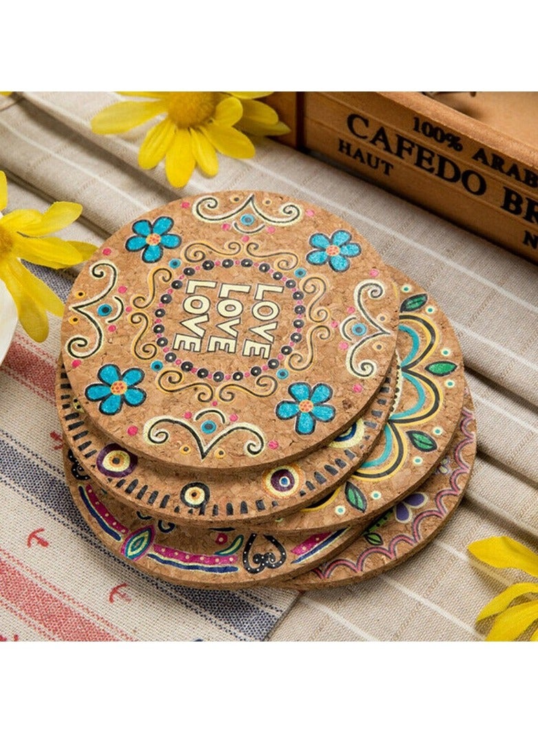 4pcs Heat Resistant Natural Cork Coasters and Placemats - Absorbent and Reusable for Cold Drinks, Wine Glasses, Plants, Cups, and Mugs  - Image 3