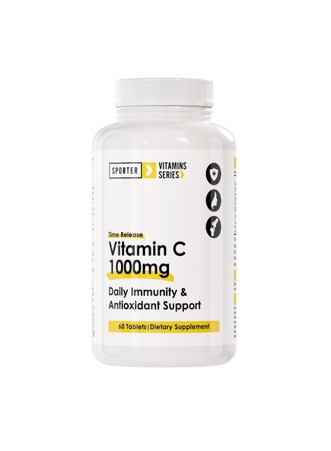 Sporter Vitamin C 1000 mg (Time Release) – 60 Tablets | Daily Immunity & Antioxidant Support | Vegan, Non-GMO - Image 1