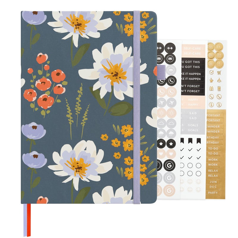 &And Per Se ⩓ Per Se Bullet Dotted Journal, A5 Hardcover Aesthetic Notebook â€“ 160 Pages 100gsm Thick Dot Grid Paper, 3 Sticker Sheets â€“ Gift-Ready Journaling Kit for Women (Garden Flowers) - Image 1