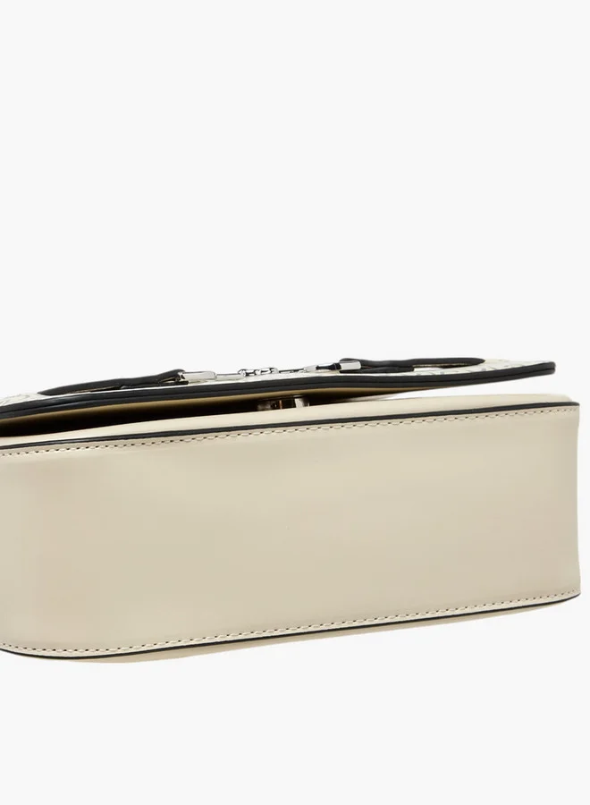 Celeste Monogram Print Shoulder Bag with Adjustable Strap and Zip Closure