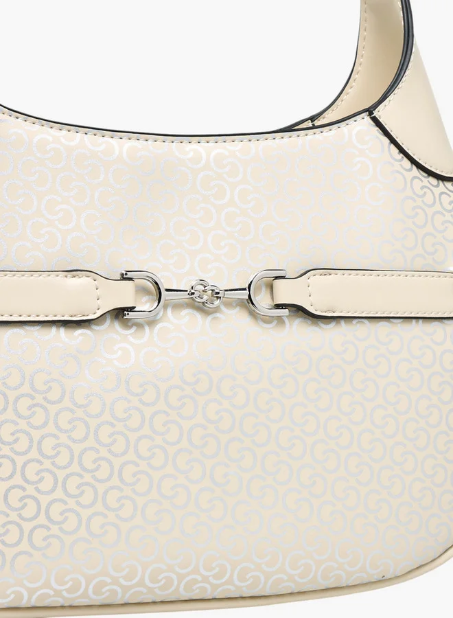 Celeste Monogram Print Shoulder Bag with Adjustable Strap and Zip Closure
