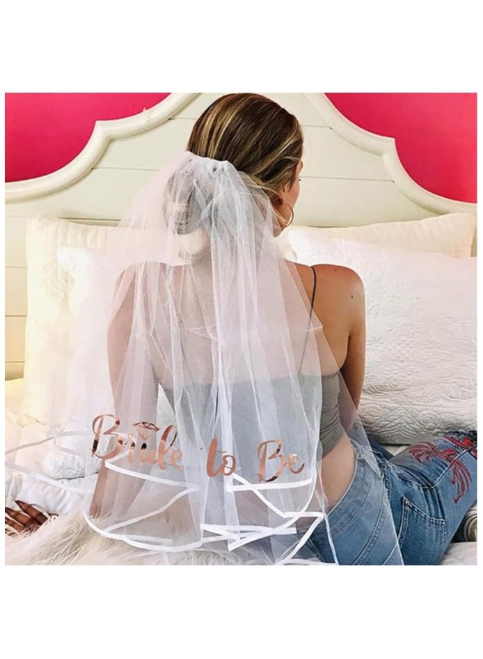 Ginger Ray 4 Pack Bridal Decoration Set Bridal Belt Headband Tiara Bridal Veil with Comb Tiara Banner Body Sticker Bridal Gift Decoration Wedding Set  - Image 3
