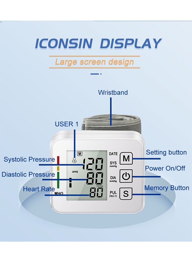 هافن مراقب ضغط الدم ، كاشف ضربات القلب غير المنتظمة ، مراقب ضغط الدم التلقائي 90x2 ذاكرة القراءة وشاشة LCD كبيرة ، شحن USB ، كفاد معصم قابل للتعديل ، مثالي للمنزل والمستشفى - Image 3