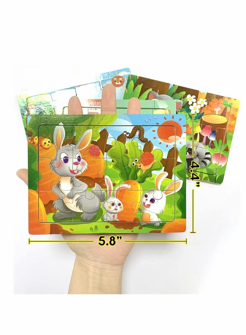 Toddler Wooden Puzzles for Kids, Montessori Toys, 4 Pack Animal Jigsaw Puzzles Set Preschool Learning Toys, Educational Learning, Boys Girls Gifts, Family Time Bonding Activity  - Image 2