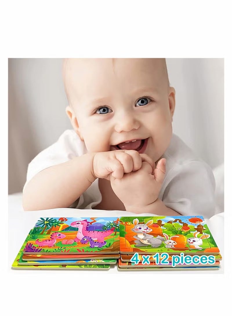 Toddler Wooden Puzzles for Kids, Montessori Toys, 4 Pack Animal Jigsaw Puzzles Set Preschool Learning Toys, Educational Learning, Boys Girls Gifts, Family Time Bonding Activity  - Image 5