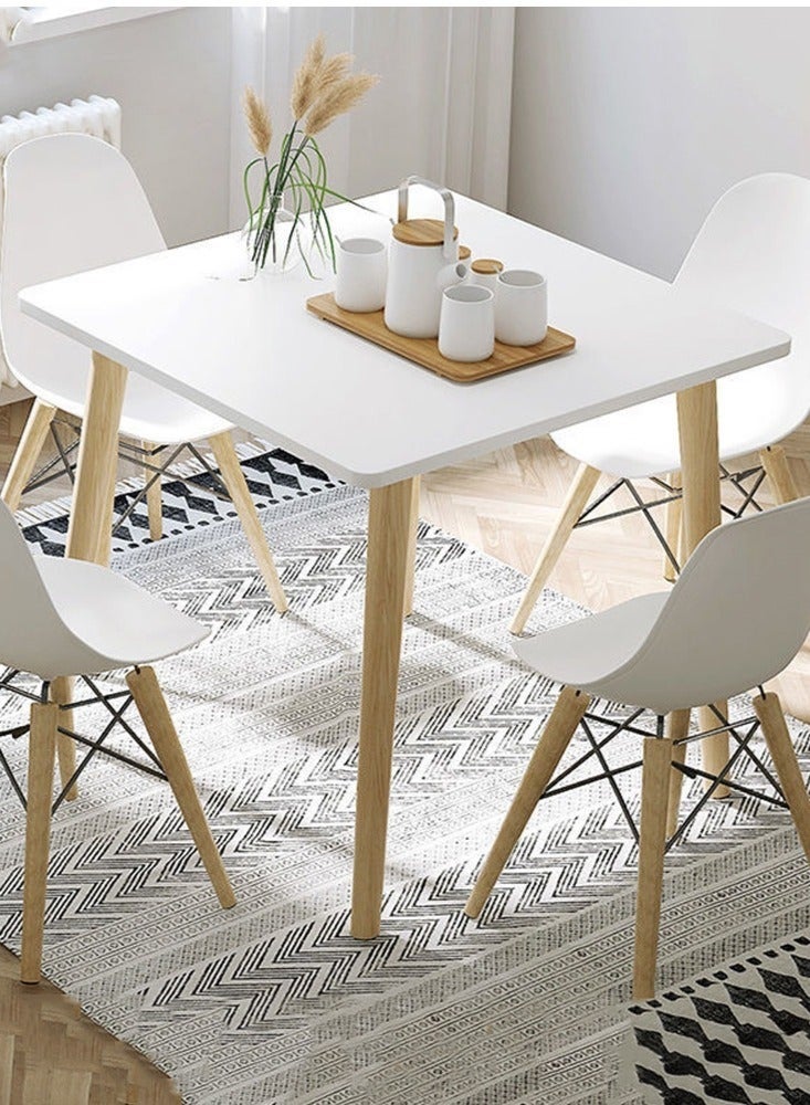 Modern White Dining Table with Spacious Tabletop, Thickened Panels & Sturdy Load-Bearing Legs, Stylish Kitchen Dining Table for Home, Kitchen (Square, SCF-NB-8080) - Image 1