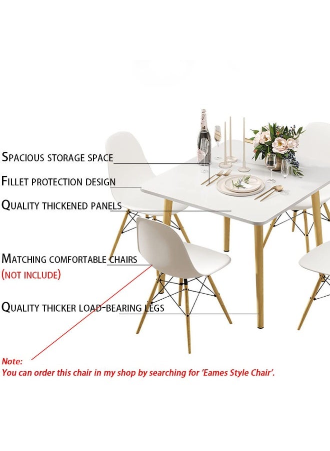 Modern White Dining Table with Spacious Tabletop, Thickened Panels & Sturdy Load-Bearing Legs, Stylish Kitchen Dining Table for Home, Kitchen (Square, SCF-NB-8080) - Image 4